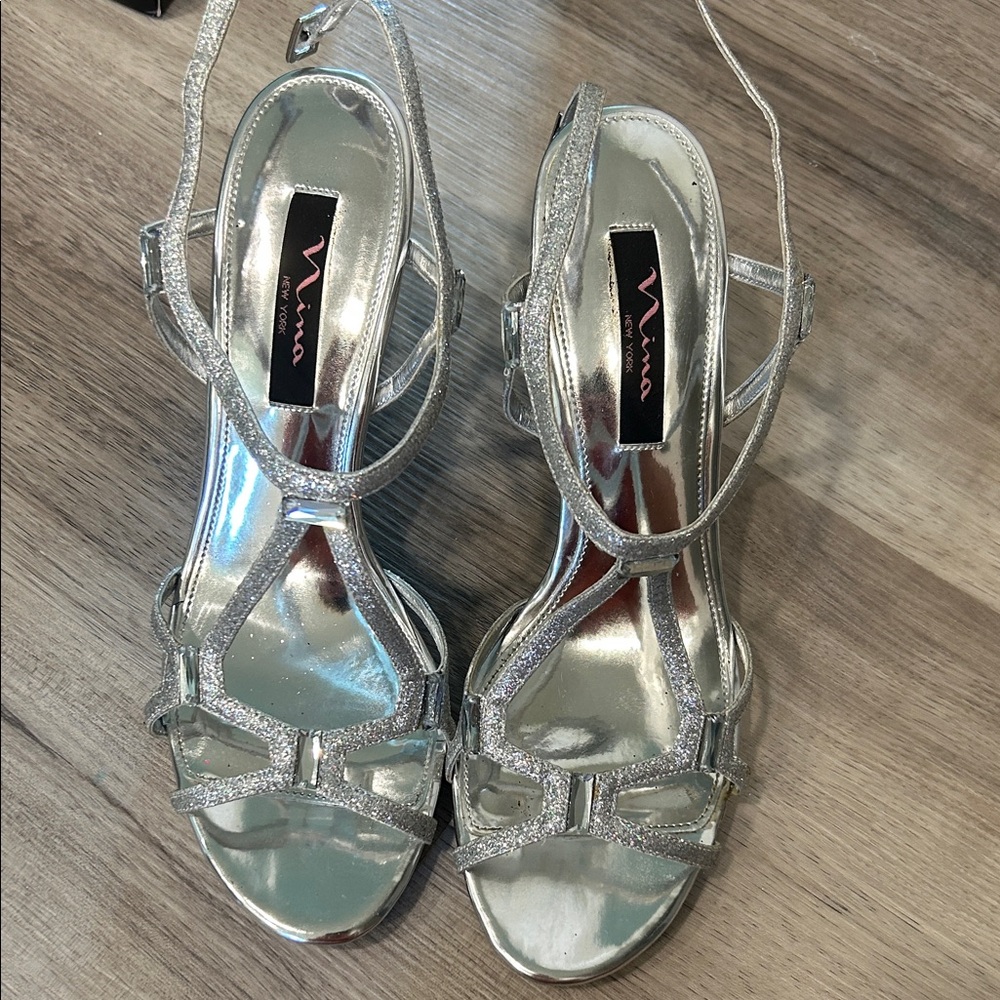Nina Silver Strappy Women's Heels